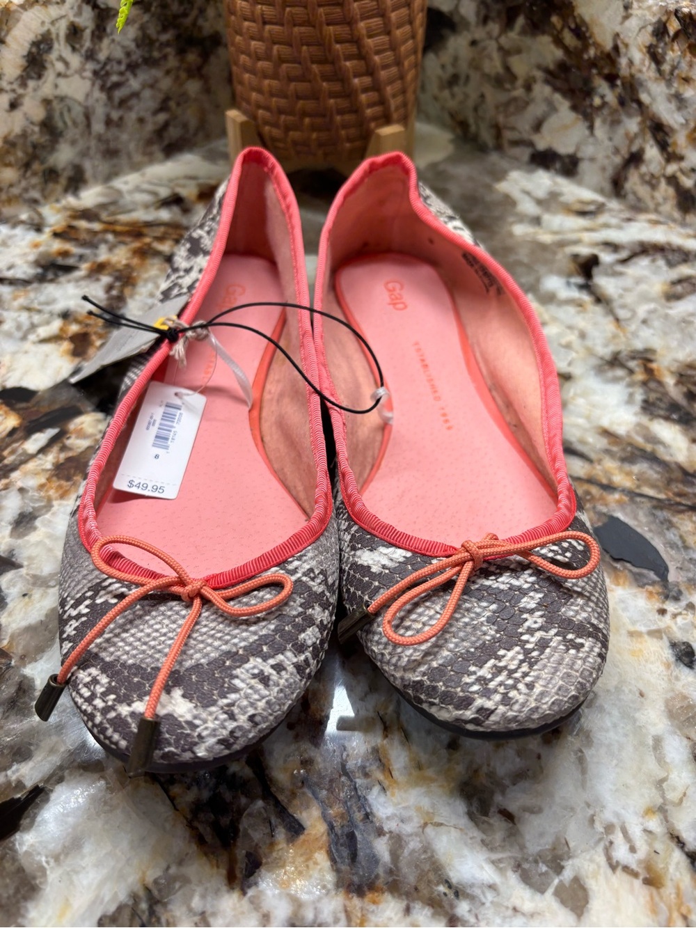 GAP Coral-Trim Snake Print Ballet Flats